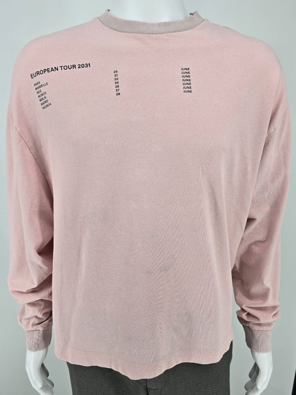 ASOS COLLUSION European Tour 2031 Pink Long Sleeve Knit T-Shirt (S) *Flawed